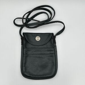 American‎ Buffalo Nickel Crossbody Bag Womens Small Black Leather Shoulder Strap